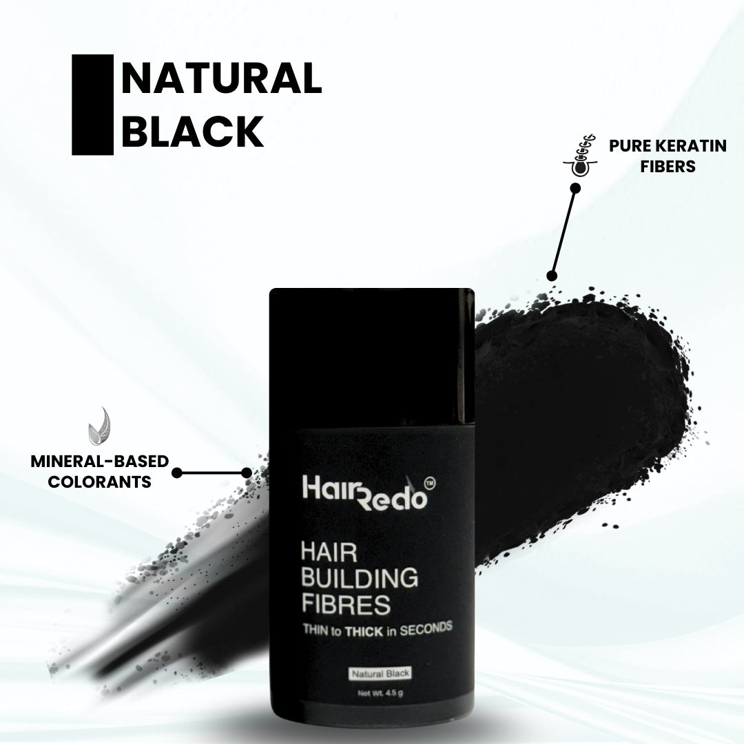 Pure Keratin Hair Fibers 4.5g Trial Pack | Instant Hair Thickening | No Root Blockage | 100% Water Soluble & Sweat Resistant