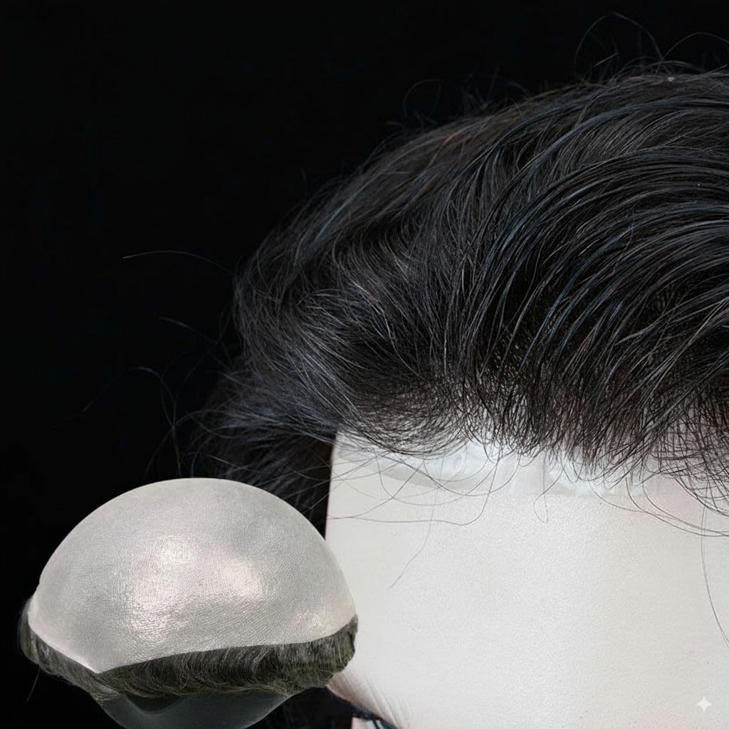 HR4 Skin Hair System for Men – 0.06mm PU Base | All-Over V-Loop Ventilation | Soft & Lightweight | Indian Human Hair | Non-Surgical Hair Replacement | Freestyle Natural Look