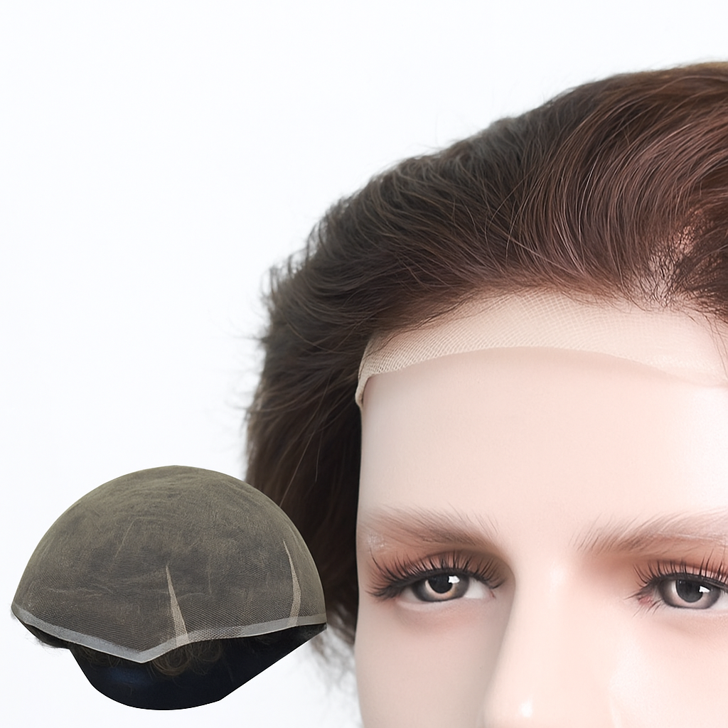 HR- Full Lace Hair System for Men – Single Front / Double Rest, Fully Bleached Knots | Indian Human Hair | Lightweight | Non-Surgical Hair Replacement | Freestyle Natural Look