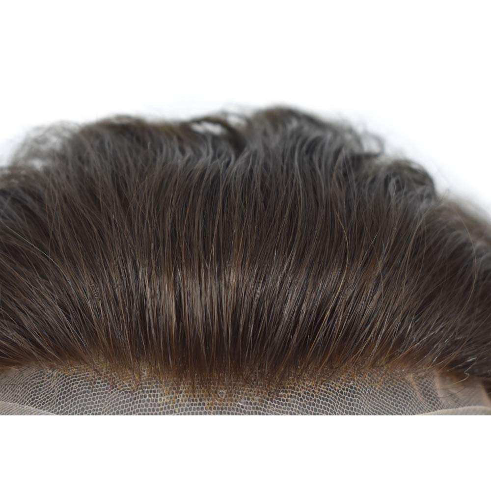 HR- Full Lace Hair System for Men – Single Front / Double Rest, Fully Bleached Knots | Indian Human Hair | Lightweight | Non-Surgical Hair Replacement | Freestyle Natural Look