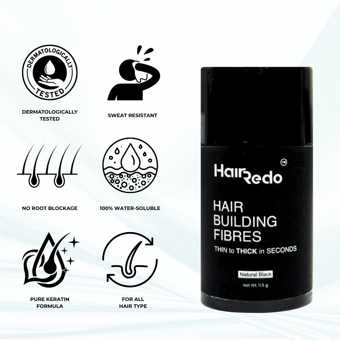 Pure Keratin Hair Fibers 11.5g Classical Pack| Instant Hair Thickening | No Root Blockage | 100% Water Soluble & Sweat Resistant