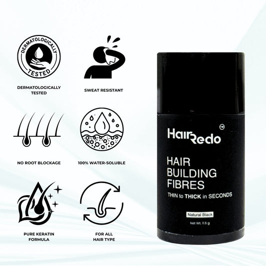 Pure Keratin Hair Fibers 11.5g Classical Pack| Instant Hair Thickening | No Root Blockage | 100% Water Soluble & Sweat Resistant