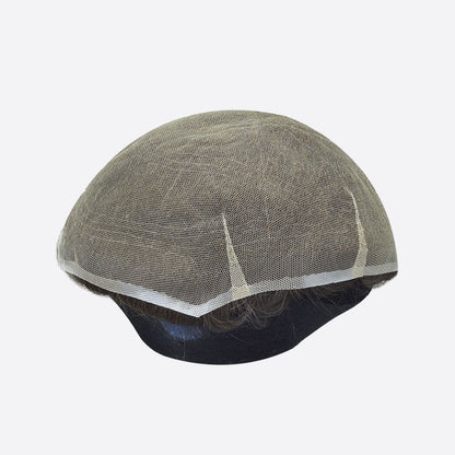 HR-SW2 Premium Swiss Lace Toupee for Men – Lightweight | Breathable | Indian Human Hair | Single Split Knots | Ideal for Sensitive Scalp & Sweaty Conditions | Non-Surgical Hair Replacement