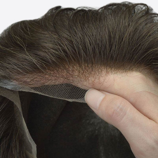 HR-SW2 Premium Swiss Lace Toupee for Men – Lightweight | Breathable | Indian Human Hair | Single Split Knots | Ideal for Sensitive Scalp & Sweaty Conditions | Non-Surgical Hair Replacement
