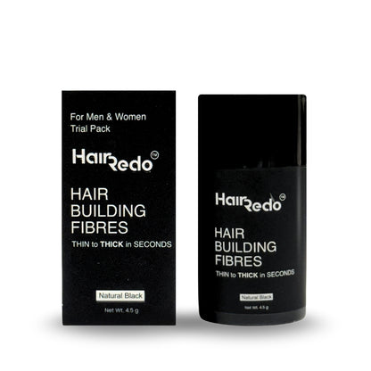 Pure Keratin Hair Fibers 4.5g Trial Pack | Instant Hair Thickening | No Root Blockage | 100% Water Soluble & Sweat Resistant