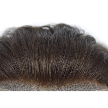 HR- Full Lace Hair System for Men – Single Front / Double Rest, Fully Bleached Knots | Indian Human Hair | Lightweight | Non-Surgical Hair Replacement | Freestyle Natural Look