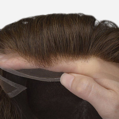 HR-HW Undetectable Lace Hair System – French Lace Middle, PU Perimeter | Ideal for Hot & Humid Weather | Single-Split Knots | Indian Human Hair | Non-Surgical Hair Replacement | Freestyle Natural Look